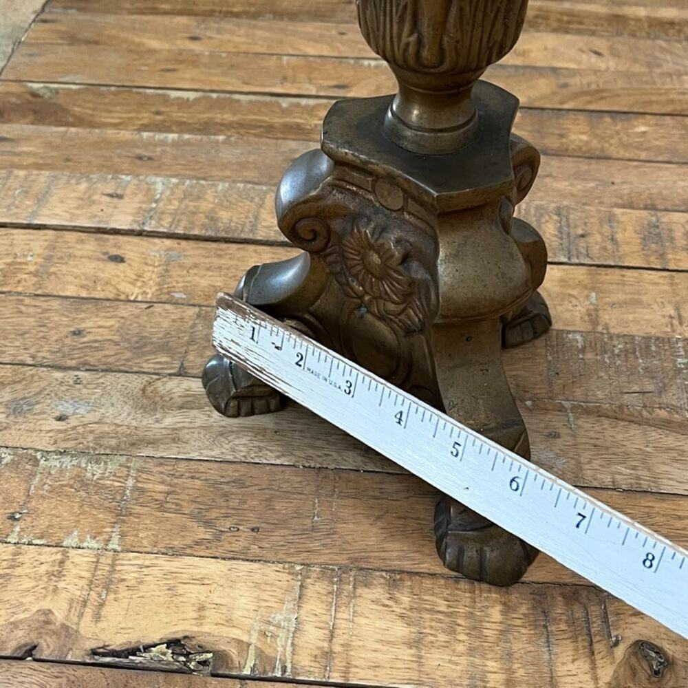 Antique Brass Ornate Candle Holder 23" Tall Baroque Style - Picture 7 of 12